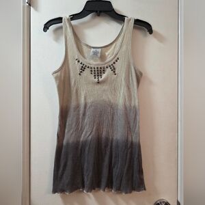 Ransom Ombre Stud-Accent Tank Top in Cream and Gray